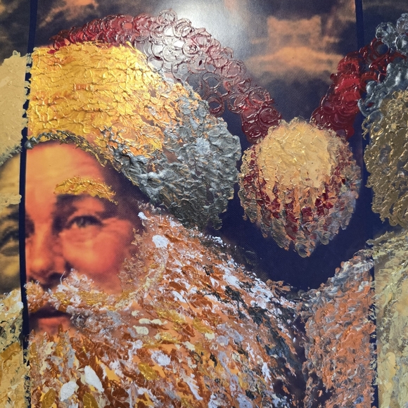 HANDCRAFTED Santa Clause Painting HANDMADE Holiday Art HANDPAINTED Wall Decor - Picture 10 of 17